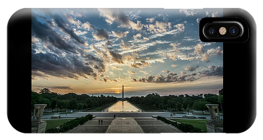 Sunrise iPhone X Case featuring the photograph Sunrise from the steps of the Lincoln memorial in Washington, DC by Sven Brogren