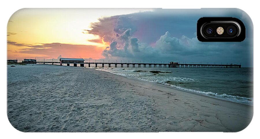 2017 iPhone X Case featuring the photograph Sunrise Seascape Gulf Shores AL Pier 064A by Ricardos Creations