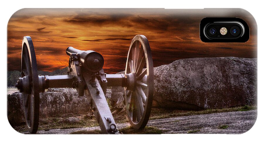 Artillery iPhone X Case featuring the digital art Sunset at Gettysburg by Randy Steele