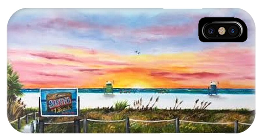 Siesta Key iPhone X Case featuring the painting Sunset At Siesta Key Public Beach by Lloyd Dobson