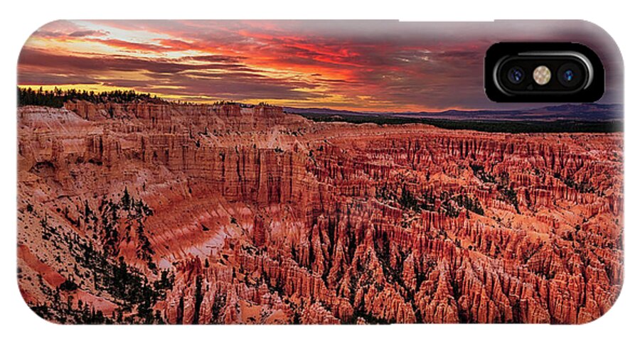 Blue iPhone X Case featuring the photograph Sunset Clouds Over Bryce Canyon by John Hight