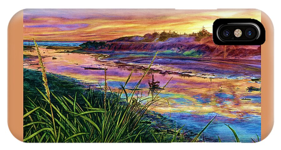 Cynthia Pride Watercolor Paintings iPhone X Case featuring the painting Sunset Creation by Cynthia Pride