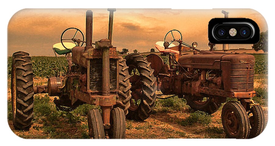 John Deere iPhone X Case featuring the photograph Sunset on the Tractors by Ken Smith