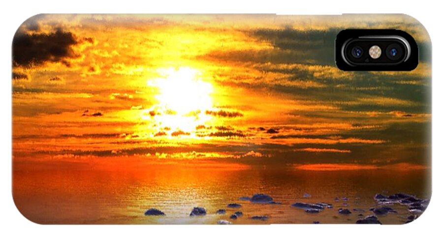 Beach Painting iPhone X Case featuring the painting Sunset Shoreline by Mark Taylor