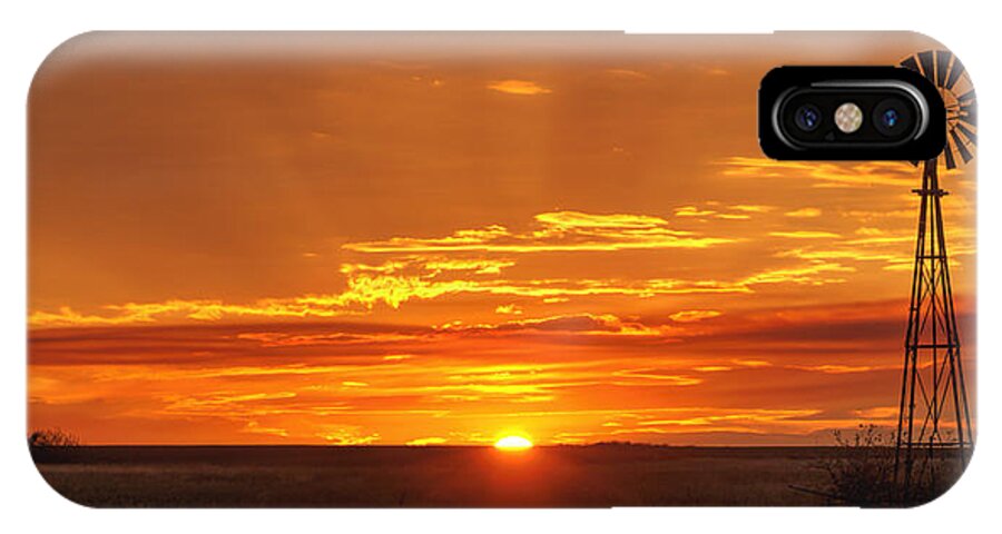 Kansas iPhone X Case featuring the photograph Sunset Windmill 02 by Rob Graham