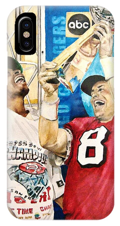Super Bowl iPhone X Case featuring the painting Super Bowl Legends by Lance Gebhardt