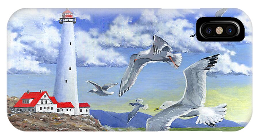 Lighthouse iPhone X Case featuring the painting Surf And Turf by Richard De Wolfe