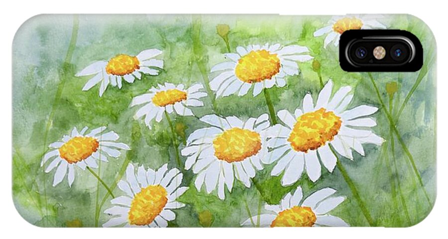  Barrieloustark iPhone X Case featuring the painting Swaying Daisies by Barrie Stark