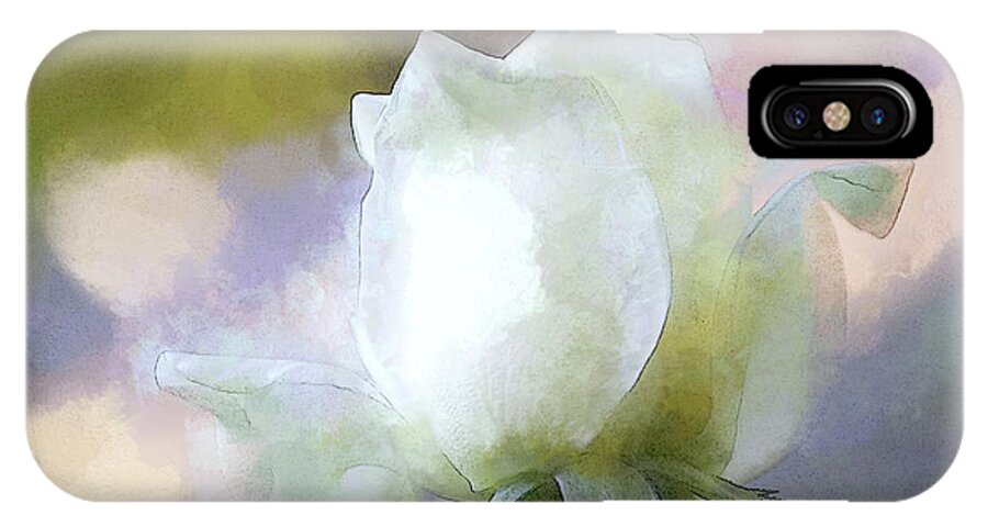Rose iPhone X Case featuring the digital art Sweet White Rose by Terry Davis