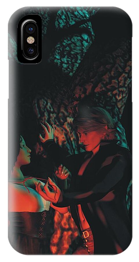 Red Riding Hood iPhone X Case featuring the painting Sweetest Tongue has Sharpest Tooth by Pet Serrano