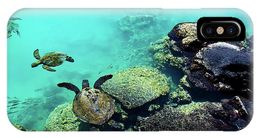 Green Sea Turtle iPhone X Case featuring the photograph Swimming Honu by Christopher Johnson