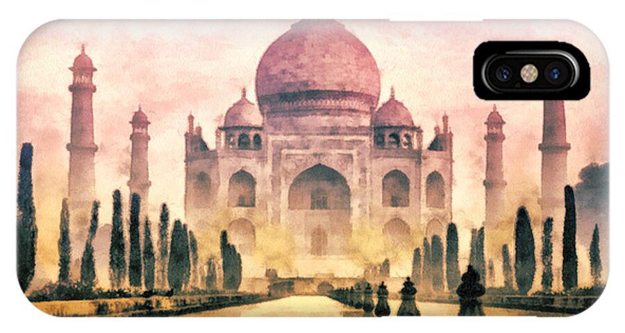 Taj Mahal iPhone X Case featuring the painting Taj Mahal by Mo T