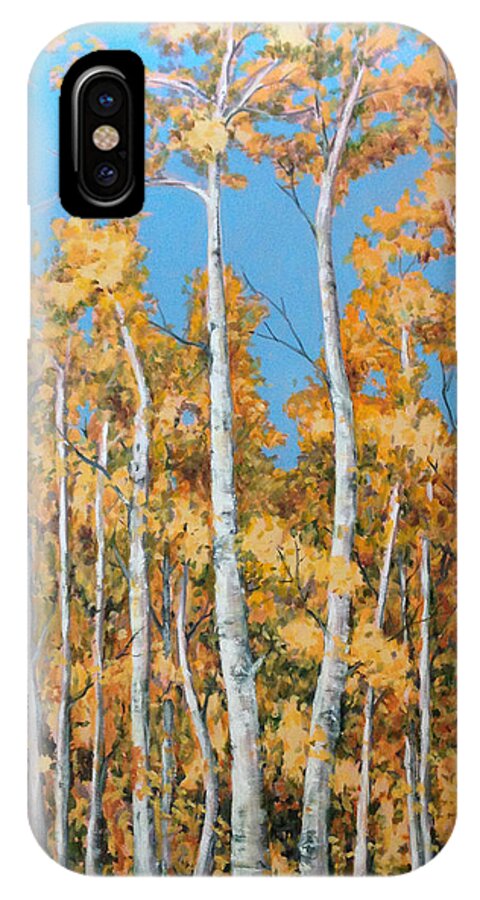Poplar Trees iPhone X Case featuring the painting Tall Poplars by Lynne Haines