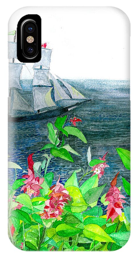 Marine iPhone X Case featuring the painting Tall Ships in Victoria BC by Eric Samuelson