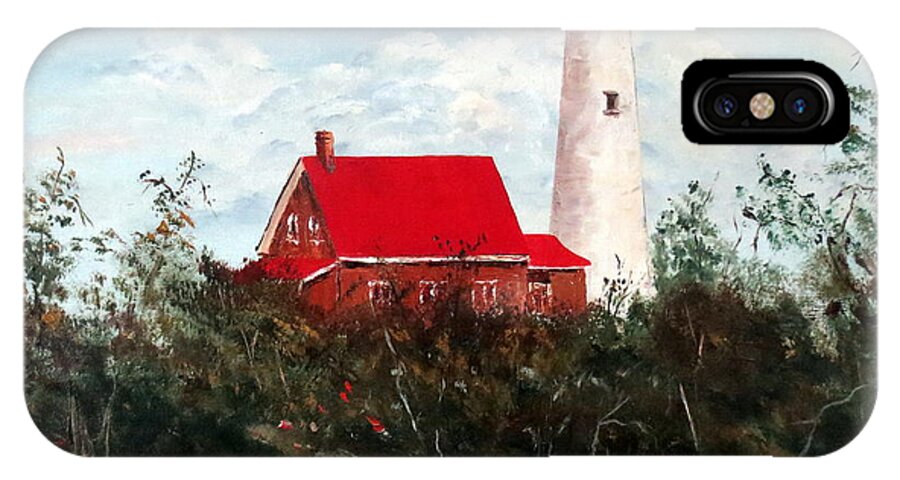 Tawas Lighthouse iPhone X Case featuring the painting Tawas by Lee Piper