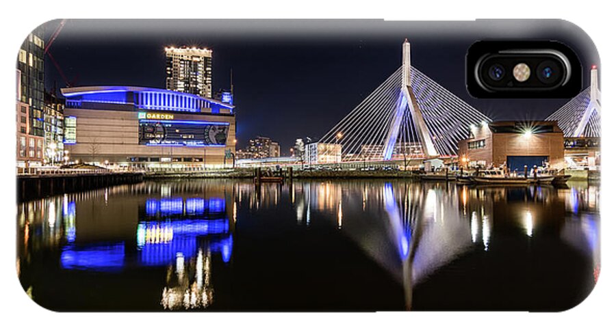 Boston iPhone X Case featuring the photograph TD Garden and The Zakim Bridge at Night by Kristen Wilkinson