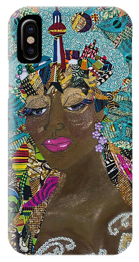 Woman iPhone X Case featuring the tapestry - textile TDot Caribana by Apanaki Temitayo M
