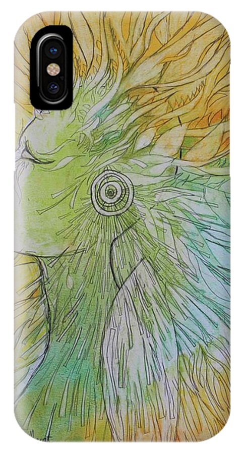 Northernlights iPhone X Case featuring the drawing Te-Fiti by Marat Essex