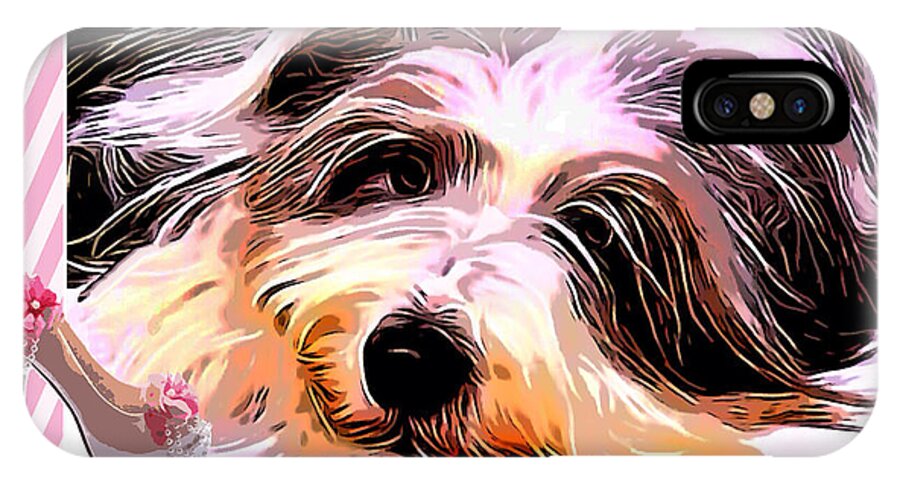 Bearded Collie iPhone X Case featuring the digital art Temptation by Kathy Kelly