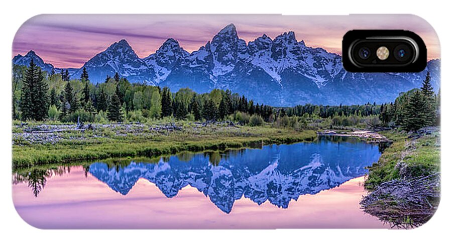 Grand Tetons iPhone X Case featuring the photograph Sunset Teton Reflection by Michael Ash