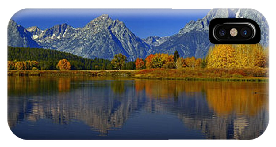 Oxbow Bend iPhone X Case featuring the photograph Tetons from Oxbow Bend by Raymond Salani III