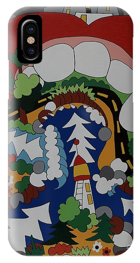 Big Mouth iPhone X Case featuring the painting The Big Bite by Rojax Art