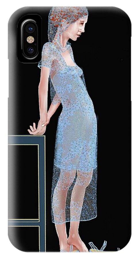 Female iPhone X Case featuring the digital art The Blue Outfit by Kerry Beverly
