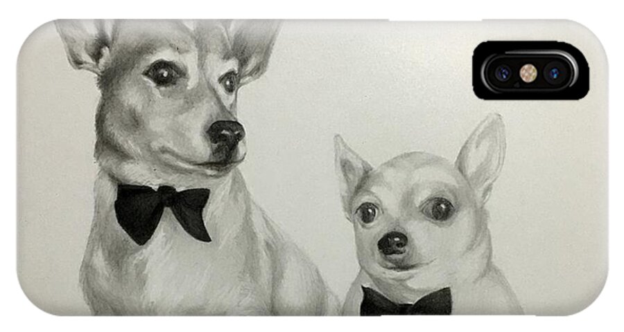 Pets iPhone X Case featuring the drawing The Boys by Lori Ippolito