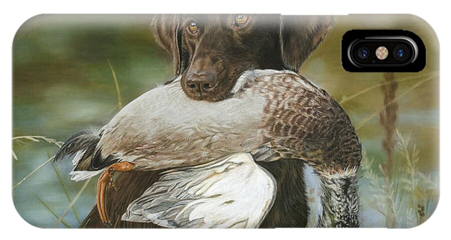 Dog iPhone X Case featuring the painting The Chocolate by Terry Kirkland Cook