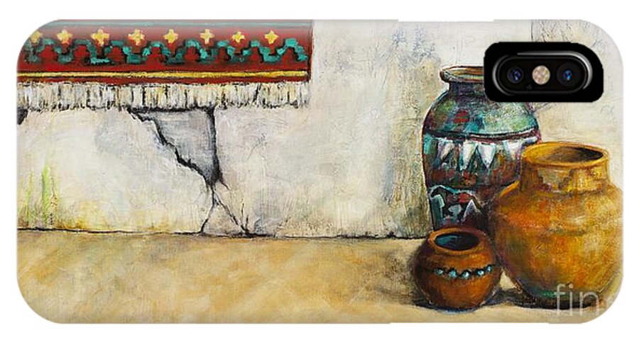 Southwest Art iPhone X Case featuring the painting The Clay Pots by Frances Marino