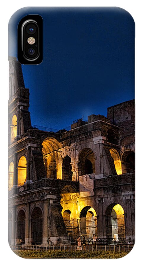Coleseum iPhone X Case featuring the photograph The Coleseum in Rome at night by David Smith