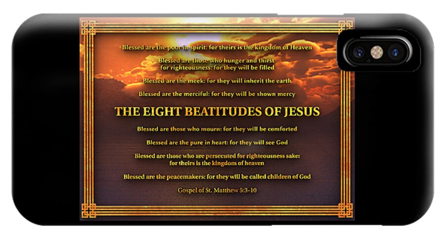 Bible iPhone X Case featuring the digital art The Eight Beatitudes of Jesus by William Ladson
