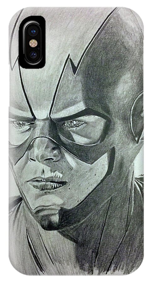 The Flash iPhone X Case featuring the drawing The Flash by Michael McKenzie
