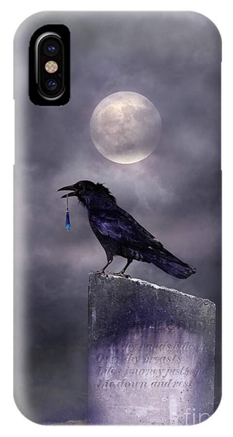 Crow iPhone X Case featuring the digital art The Gift by Jim Hatch