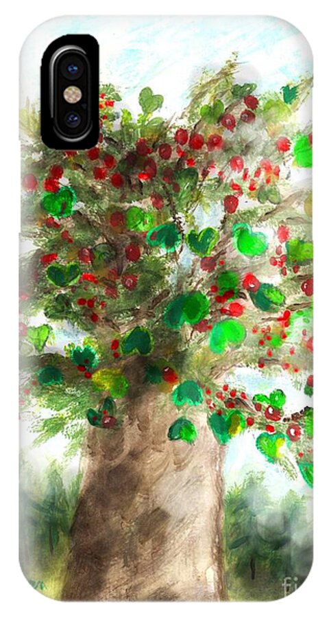 Tree iPhone X Case featuring the painting The Holy Oak Tree by Laurie Morgan