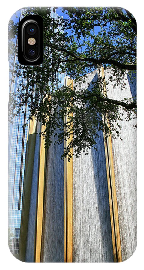 Houston iPhone X Case featuring the photograph The Houston Water Wall and Williams Tower by Angela Rath