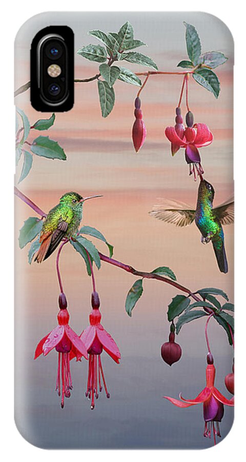Flowers iPhone X Case featuring the digital art The Hummingbird Fuchsia by M Spadecaller