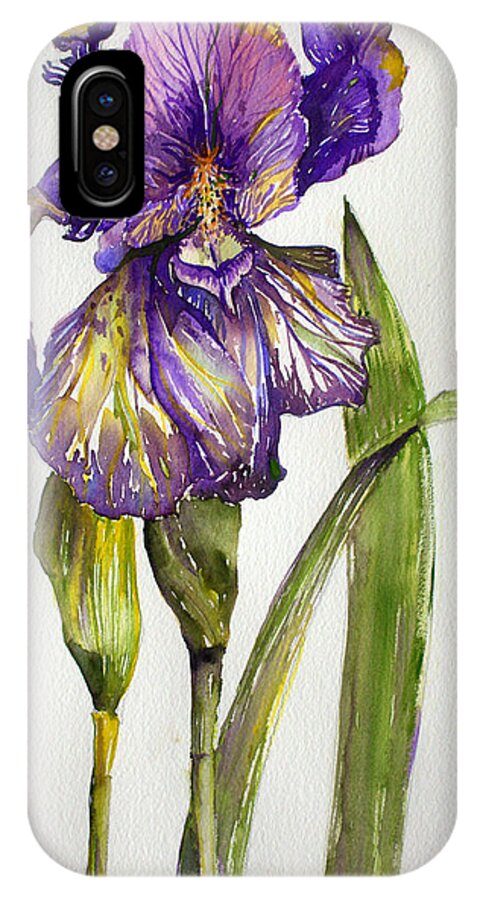 Flower iPhone X Case featuring the painting The Iris by Mindy Newman