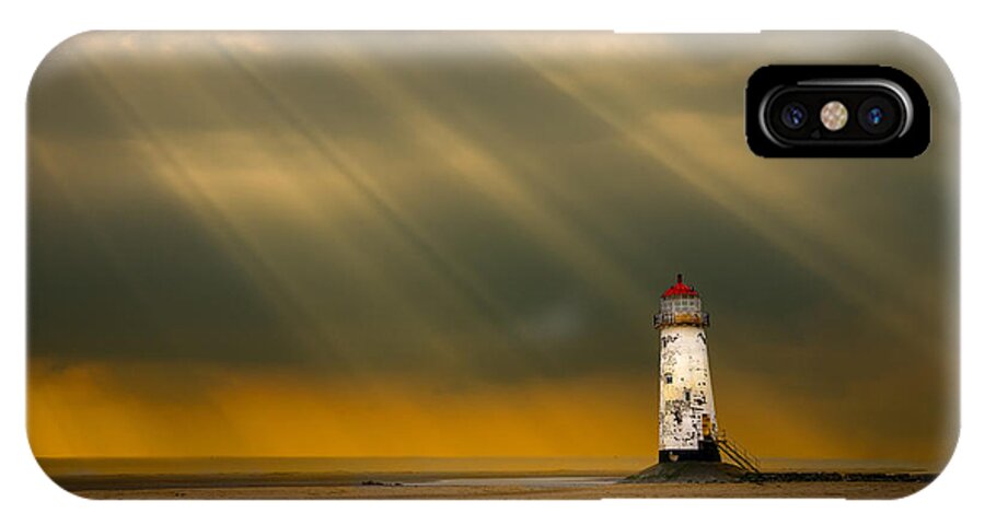  iPhone X Case featuring the photograph The Lighthouse As The Storm Breaks by Meirion Matthias