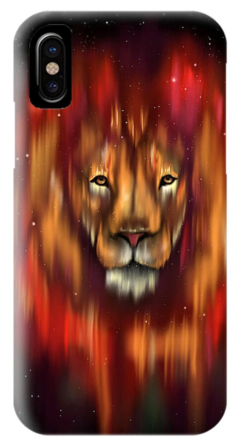Lion iPhone X Case featuring the digital art The Lion, The Bull And The Hunter by Norman Klein