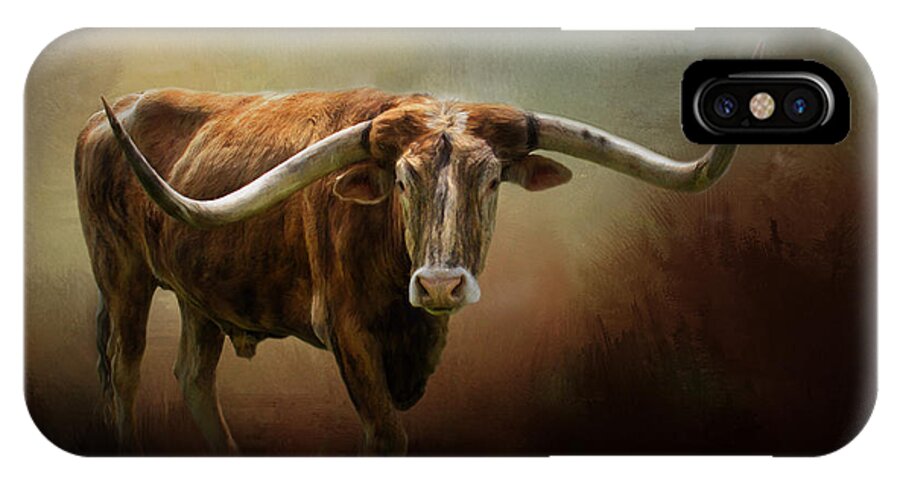 Animals iPhone X Case featuring the photograph The Longhorn by David and Carol Kelly