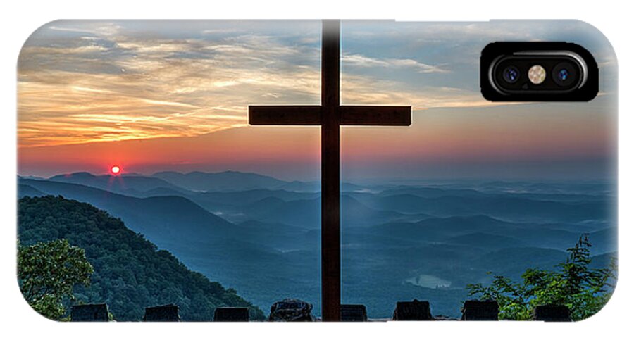 Reid Callaway The Magnificent Cross iPhone X Case featuring the photograph The Magnificent Cross Pretty Place Chapel Greenville SC Great Smoky Mountains Art by Reid Callaway