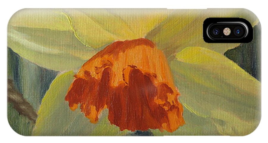 Flower iPhone X Case featuring the painting The Nodding Daffodil by Lea Novak
