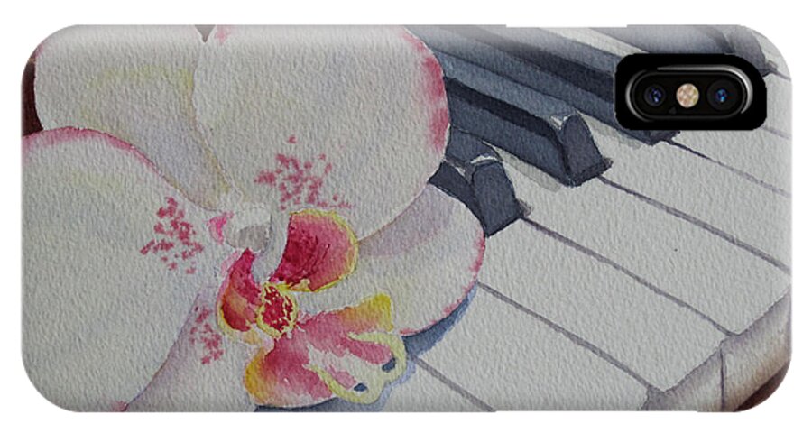 Piano iPhone X Case featuring the painting The Orchids Song by Judy Mercer