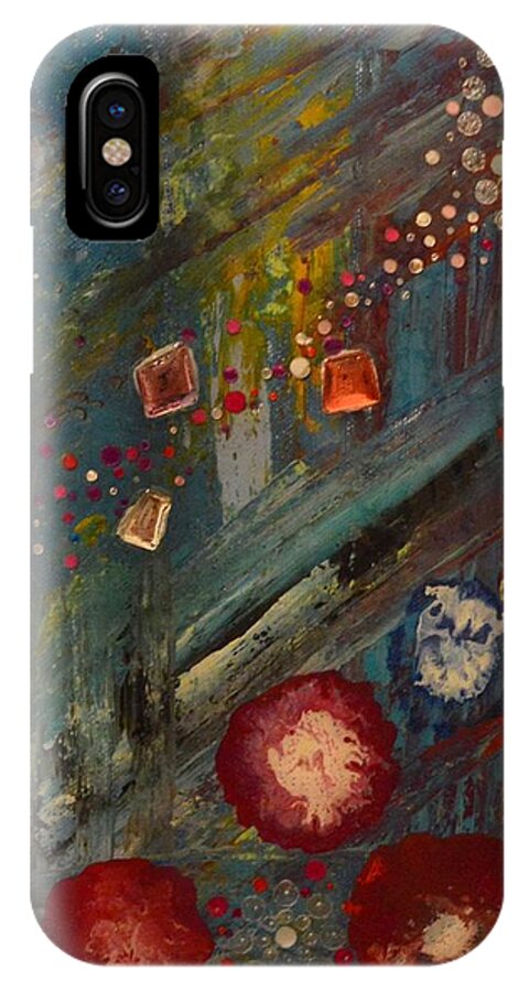 Fox iPhone X Case featuring the painting The Owl The Fox and The Poppies by MiMi Stirn