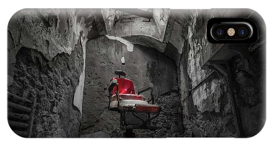 Eastern State Penitentiary iPhone X Case featuring the photograph The Red Chair by Kristopher Schoenleber