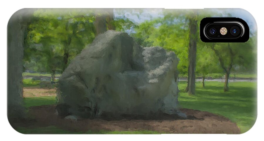 The Rock � Frothingham Park iPhone X Case featuring the painting The Rock at Frothingham Park, Easton, MA by Bill McEntee