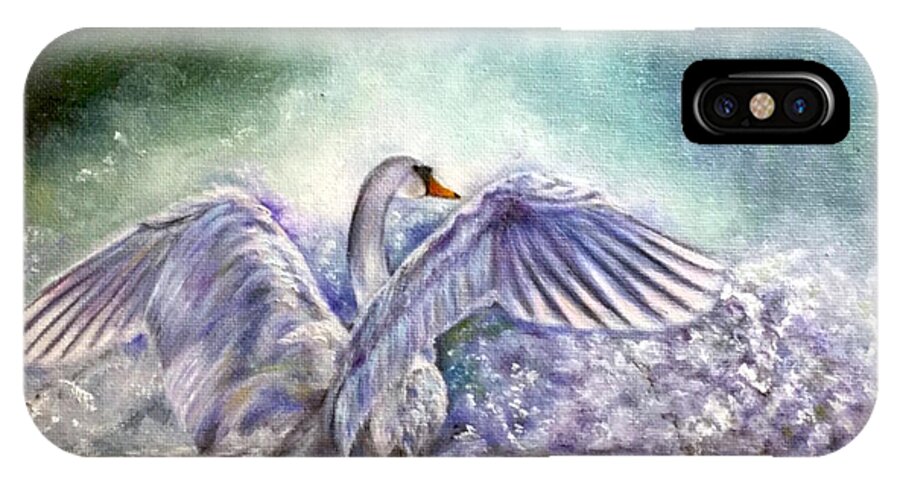 Swan iPhone X Case featuring the painting The Swan's Song by Dr Pat Gehr