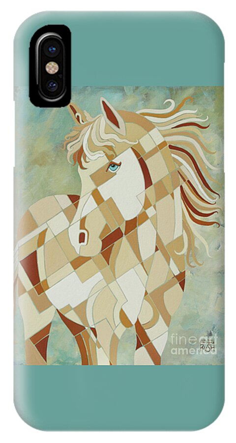 White Horse iPhone X Case featuring the painting The Tao of Being Carefree by Barbara Rush
