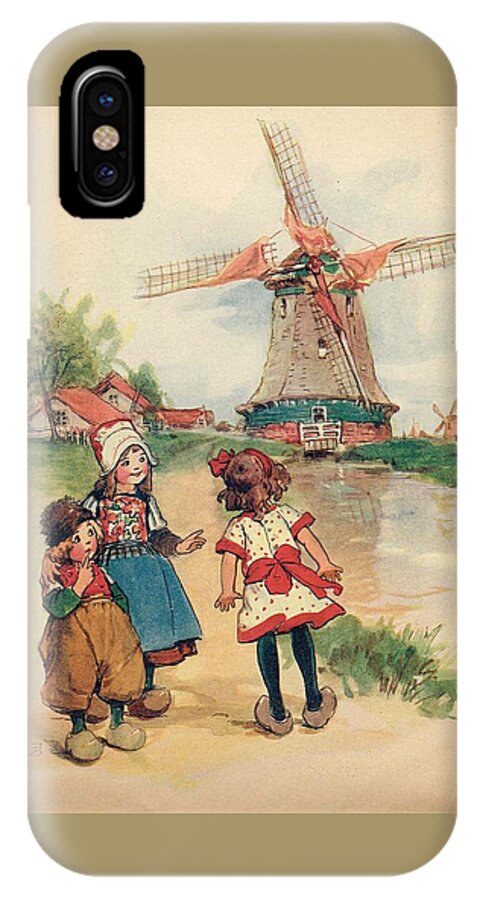 Dutch iPhone X Case featuring the painting The Windmill and the LIttle Wooden Shoes by Reynold Jay